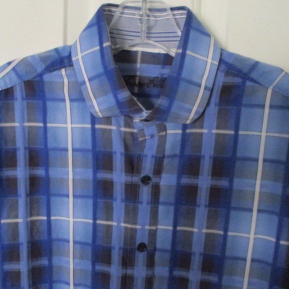 Tasso Elba Mens L/S Blue Cotton Fancy Casual Shirt- Size 15.5/32-33 or Medium - Picture 1 of 2